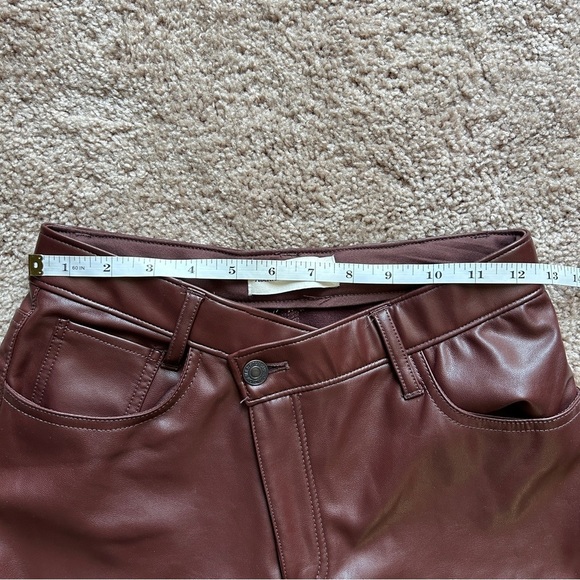 Abercrombie & Fitch Criss-Cross Waistband Vegan Leather 90s Straight Pants 26/2 - Picture 7 of 13